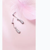 MloveAcc 925 Silver Feather Leaf CZ Drop Earrings Women Engagement Wedding