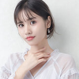 MloveAcc 925 Silver Feather Leaf CZ Drop Earrings Women Engagement Wedding
