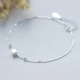 MloveAcc Small Cube Charm Chain Link Bracelets for Women
