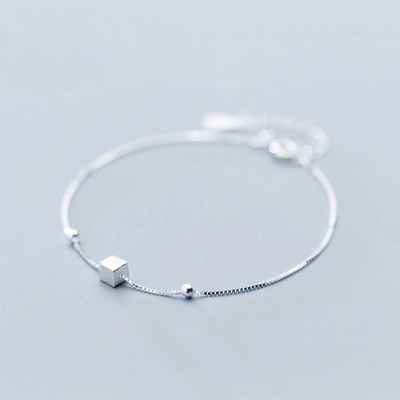 MloveAcc Small Cube Charm Chain Link Bracelets for Women