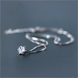 MloveAcc 925 Sterling Silver Single CZ Pendant Necklace