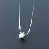 MloveAcc 925 Sterling Silver Single CZ Pendant Necklace