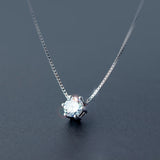 MloveAcc 925 Sterling Silver Single CZ Pendant Necklace