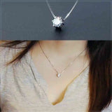MloveAcc 925 Sterling Silver Single CZ Pendant Necklace