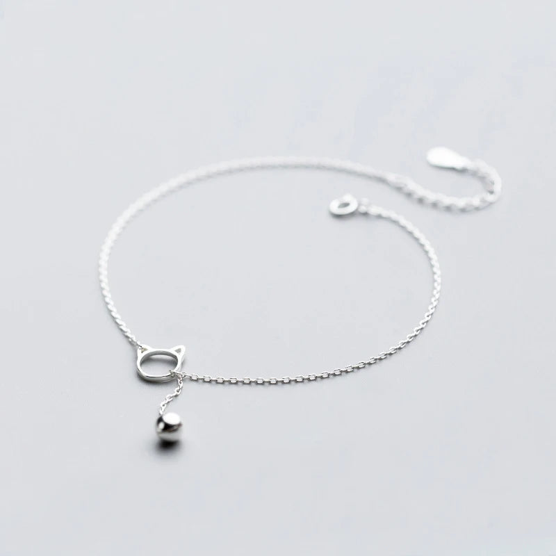 MloveAcc 925 Silver Tassel Bell Charm Anklet
