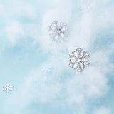 MloveAcc 925 Silver Snowflake Stud Earrings with CZ for Women Girls