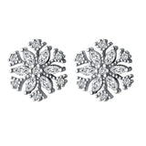 MloveAcc 925 Silver Snowflake Stud Earrings with CZ for Women Girls