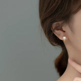 MloveAcc Sterling Silver CZ Flower Hoop Earrings Winter Jewelry