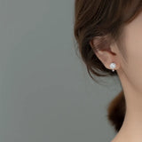 MloveAcc Sterling Silver CZ Flower Hoop Earrings Winter Jewelry