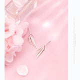 925 Silver Triangle Stud Earrings with Tassels Women Jewelry