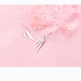 925 Silver Triangle Stud Earrings with Tassels Women Jewelry