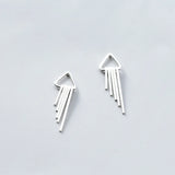 925 Silver Triangle Stud Earrings with Tassels Women Jewelry