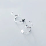 MloveAcc 925 Silver Women Earrings Star Spiral Stud Earring