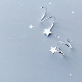 MloveAcc 925 Silver Women Earrings Star Spiral Stud Earring