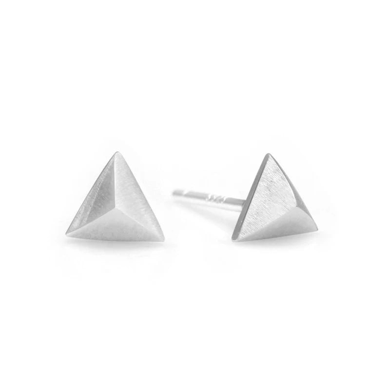 925 Silver Triangle Stud Earrings Women