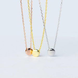 925 Silver Glossy Mini Round Pendant Necklace Office Party Jewelry Teen Gift