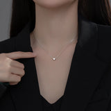 925 Silver Glossy Mini Round Pendant Necklace Office Party Jewelry Teen Gift