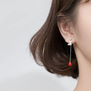 925 Silver Pearl Drop Earrings: Christmas Tree & Shoe, Wedding Jewelry