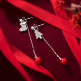 925 Silver Pearl Drop Earrings: Christmas Tree & Shoe, Wedding Jewelry