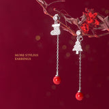 925 Silver Pearl Drop Earrings: Christmas Tree & Shoe, Wedding Jewelry
