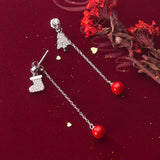 925 Silver Pearl Drop Earrings: Christmas Tree & Shoe, Wedding Jewelry