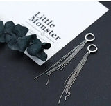 925 Silver Beaded Tassel Hoop Earrings Wedding Party Jewelry