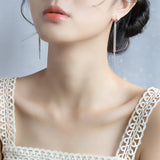 925 Silver Beaded Tassel Hoop Earrings Wedding Party Jewelry