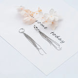 925 Silver Beaded Tassel Hoop Earrings Wedding Party Jewelry