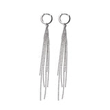 925 Silver Beaded Tassel Hoop Earrings Wedding Party Jewelry