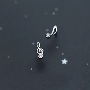 MloveAcc 925 Sterling Silver Music Note Stud Earrings