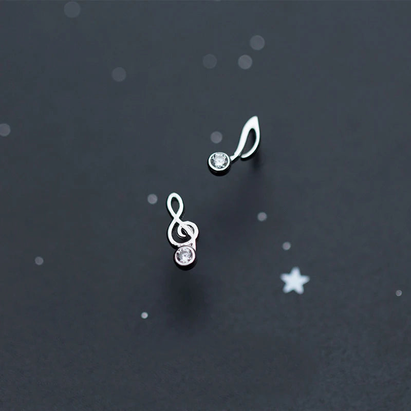 MloveAcc 925 Sterling Silver Music Note Stud Earrings