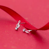 MloveAcc 925 Sterling Silver Music Note Stud Earrings