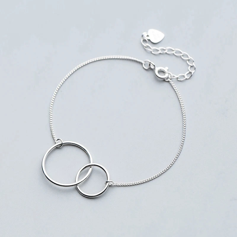 MloveAcc 925 Silver Double Loop Linked Bracelet