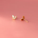 925 Sterling Silver Crystal Butterfly Stud Earring Anti-Allergy Ear Pin