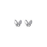 925 Sterling Silver Crystal Butterfly Stud Earring Anti-Allergy Ear Pin
