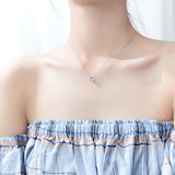 925 Silver Pink Natural Stone Cat Pendant Necklace for Women