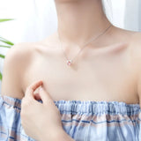 925 Silver Pink Natural Stone Cat Pendant Necklace for Women