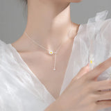 MloveAcc 925 Silver Daisy Necklace Droplet Pendant Women