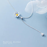 MloveAcc 925 Silver Daisy Necklace Droplet Pendant Women