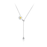 MloveAcc 925 Silver Daisy Necklace Droplet Pendant Women