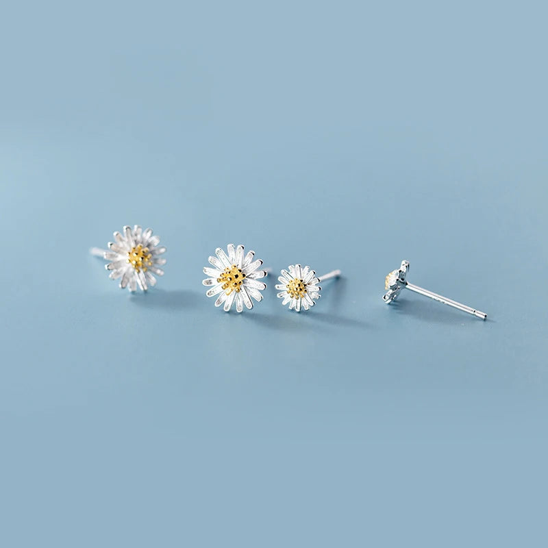 MloveAcc 925 Silver Daisy Flower Stud Earrings for Women