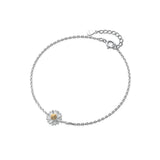 Real 925 Sterling Silver Darling Daisy Chain Bracelet Women Jewelry