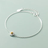 Real 925 Sterling Silver Darling Daisy Chain Bracelet Women Jewelry