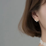 Real 925 Sterling Silver Earrings Butterfly Flowers Pearl CZ Crystal Women