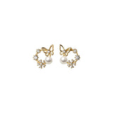 Real 925 Sterling Silver Earrings Butterfly Flowers Pearl CZ Crystal Women