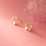 Real 925 Sterling Silver Earrings Butterfly Flowers Pearl CZ Crystal Women