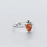 MloveAcc 925 Silver Enamel Carrot Adjustable Ring Open Jewelry