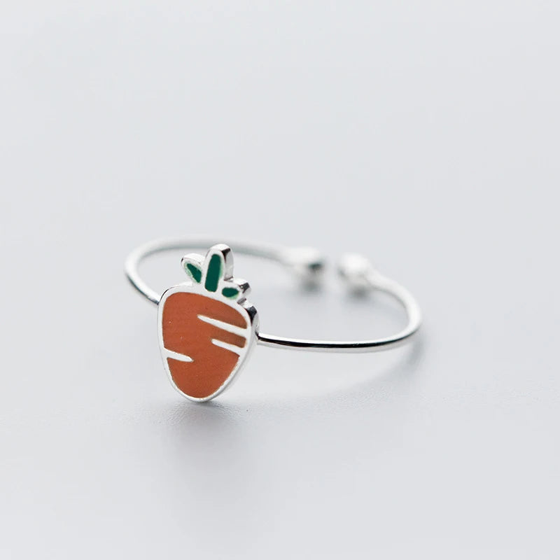 MloveAcc 925 Silver Enamel Carrot Adjustable Ring Open Jewelry