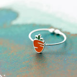 MloveAcc 925 Silver Enamel Carrot Adjustable Ring Open Jewelry