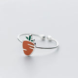 MloveAcc 925 Silver Enamel Carrot Adjustable Ring Open Jewelry